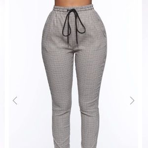 Plaid Print Elastic Waist Pants
